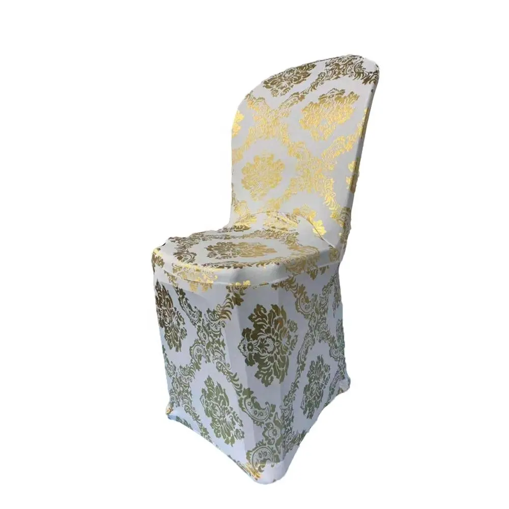 Oro design metallico spandex matrimonio copertura della sedia per la sedia di plastica