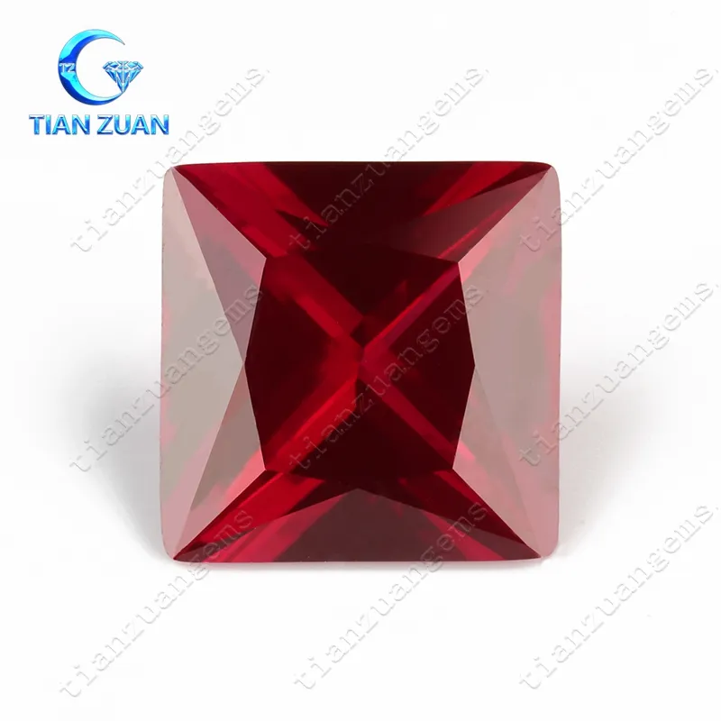 5 # голубь-Кровь красная квадратная форма Алмазная огранка синтетический Рубин или корунд драгоценный камень