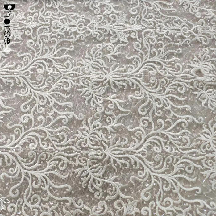 Mooie Zware Kralen Zwitserse Voile Bloem Borduurwerk Zwart Wit Gordijn Katoen Bridal Polyester Handgemaakte Kant Stof