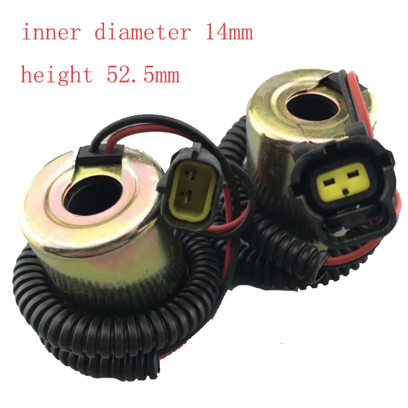 Excavator DH60-5 60-7 rotary hydraulic solenoid valve pilot safety lock coil DC12V size plug inner diameter 14mm height 52.5mm