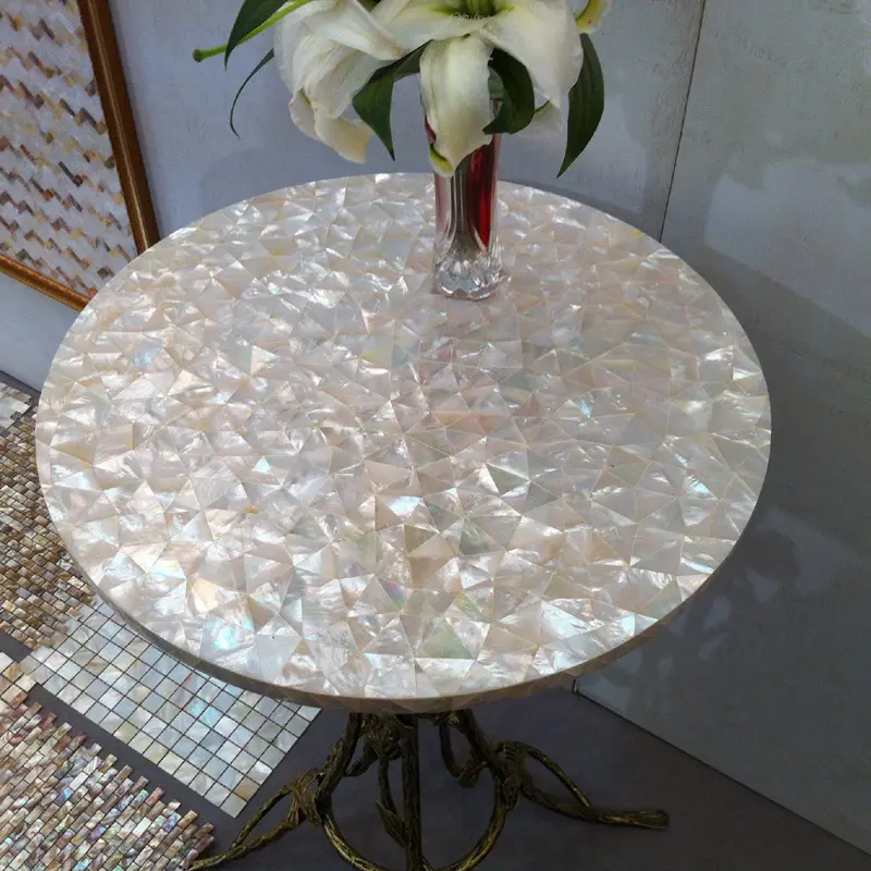 Pure Whitelip patrones de mesa de mosaico, muebles incrustados de nácar