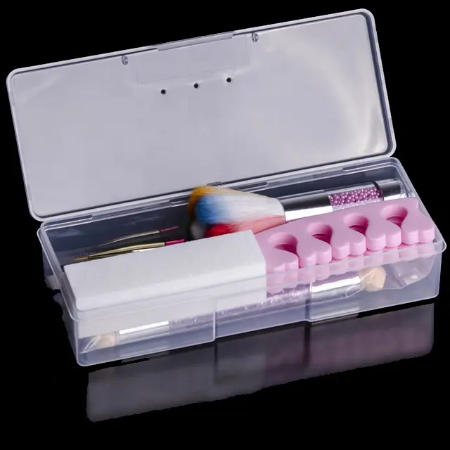 Caja de Herramientas de manicura de plástico transparente especial, rectangular pequeña caja de almacenamiento, suministro de fábrica