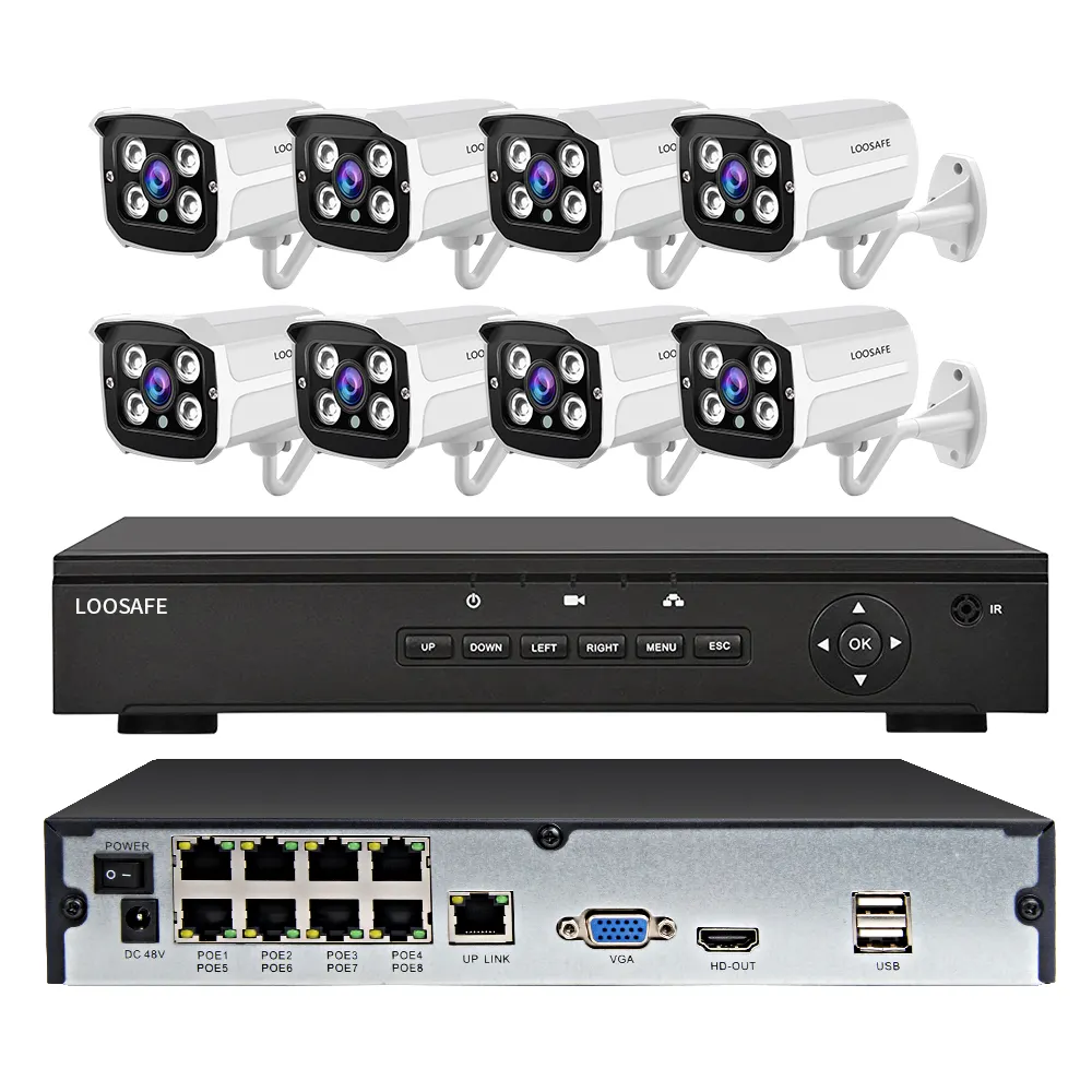 8 Saluran H.264 NVR POE HD 1080P Kit Kamera IP CCTV 8 CH Sistem Kamera Pengawas Video Rumah