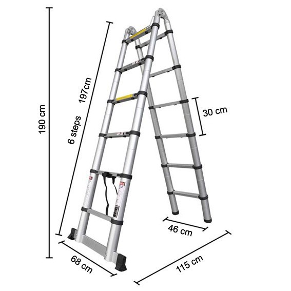 Aluminium  Ladder with Extension Safety 3.2 Meter adjustable telescopic folding step ladder
