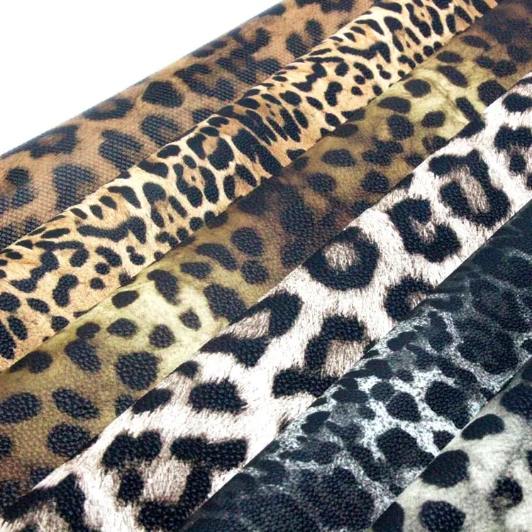 fake print metallic leatherette eco leopard pu artificial leather material fabric for making bags