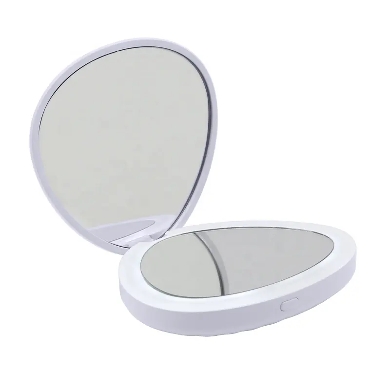 New compact illuminato cosmetico portatile di trucco led sea shell a forma di specchio della tasca