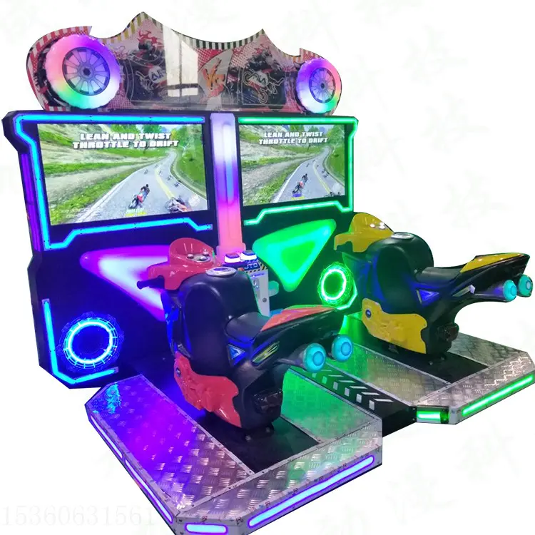 Hotselling 32 inch siêu xe đạp 2 FF xe máy cảm giác thực sự chuyển động mô phỏng xe đua Arcade trò chơi video máy để bán
