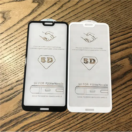 Protecteur d'écran anti-éclaboussures, nouveau design classique 2019, Full colle 5D, verre trempé, vente en gros, pour HUAWEI iphone Samsung