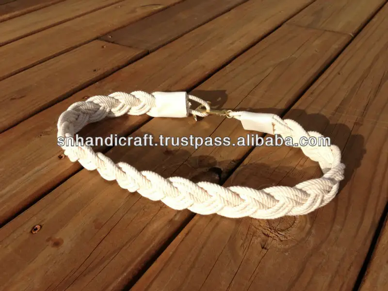 Algodão branco corda náutico âncora cinto trançado cinto de corda tecida