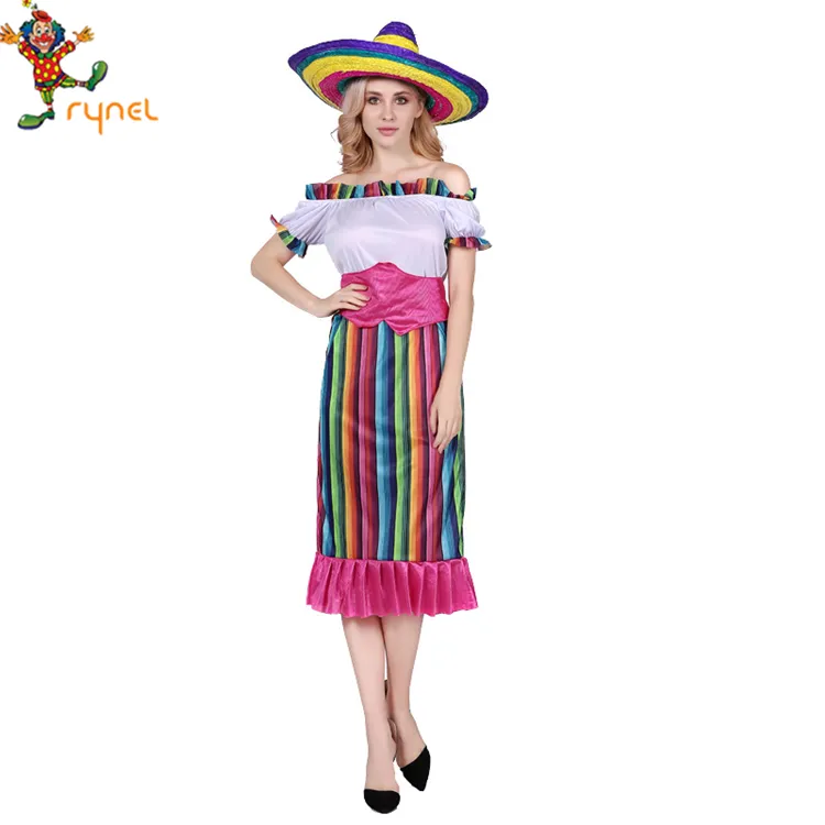 PGWC5223 Custom Beautiful Mexican Dress Traditional Costumes Girls Skirt & Blouse
