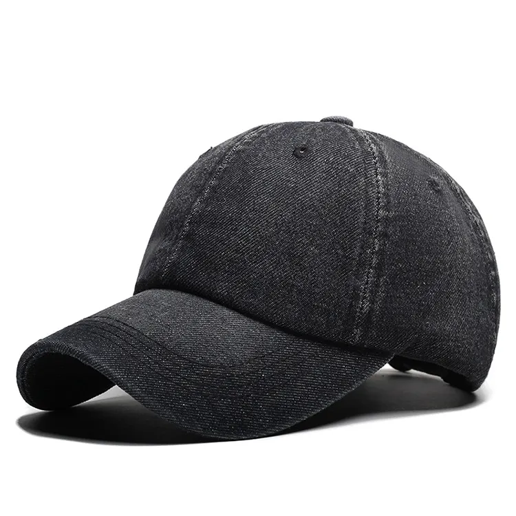 Promotional plain jean black dad unstructured cap washed Summer Sun Hat For Outdoor