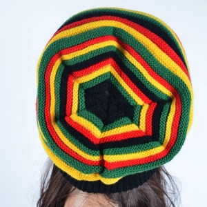 สายรุ้งสีอะคริลิลายถักเร้กเก้จาเมกาถักหมวกบีนนี่ Rasta Slouchy - Product Image 2