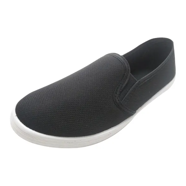 Cheap Prison Injection Plimsolls Alpargatas de lona Negro PVC EVA Tela de algodón Verano Zapatos de mujer Zapatillas de verano