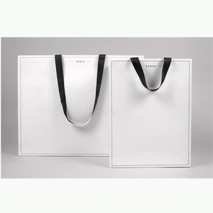 Customized logo Slogan White Paper <strong>Bag</strong> with Handle for Cosmetic - Product Image 5