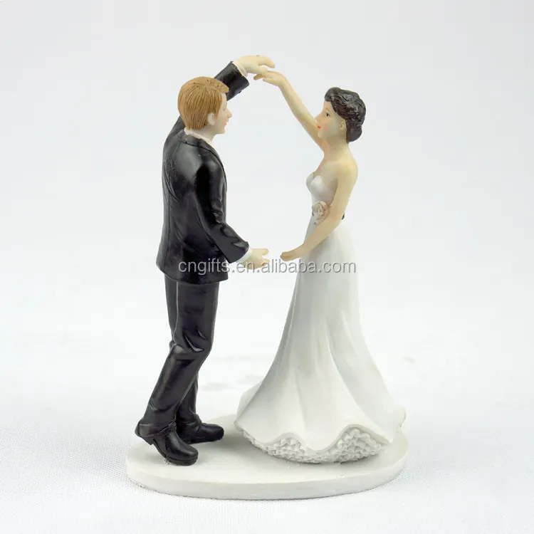 Estatueta engraçada para decoração de bolo, venda em resina para decoração de bolo de casamento, dança, noiva e noivo