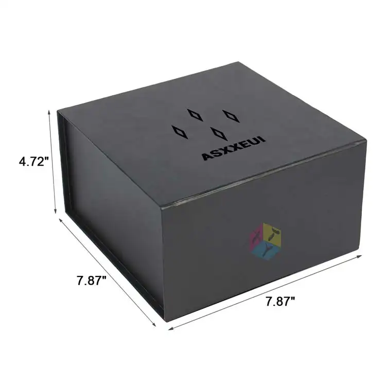 Caixa de tampa de presente de luxo para embalagem de papelão preto com impressão personalizada