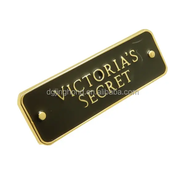 Bolsa de ropa personalizada al por mayor accesorios placa OEM oro Metal marca logotipo ropa etiqueta nombre etiqueta
