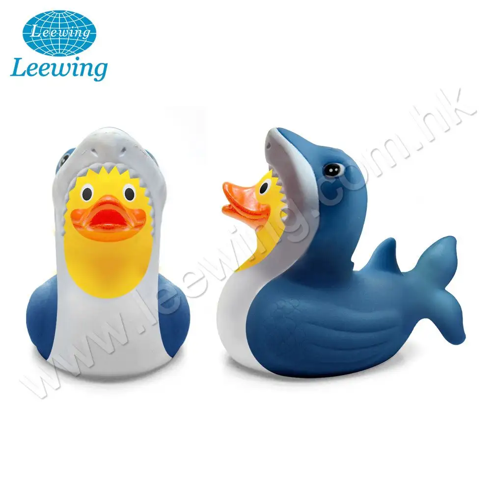 Disfraz de Animal de tiburón azul, pato de goma, juguete de baño flotante, venta al por mayor