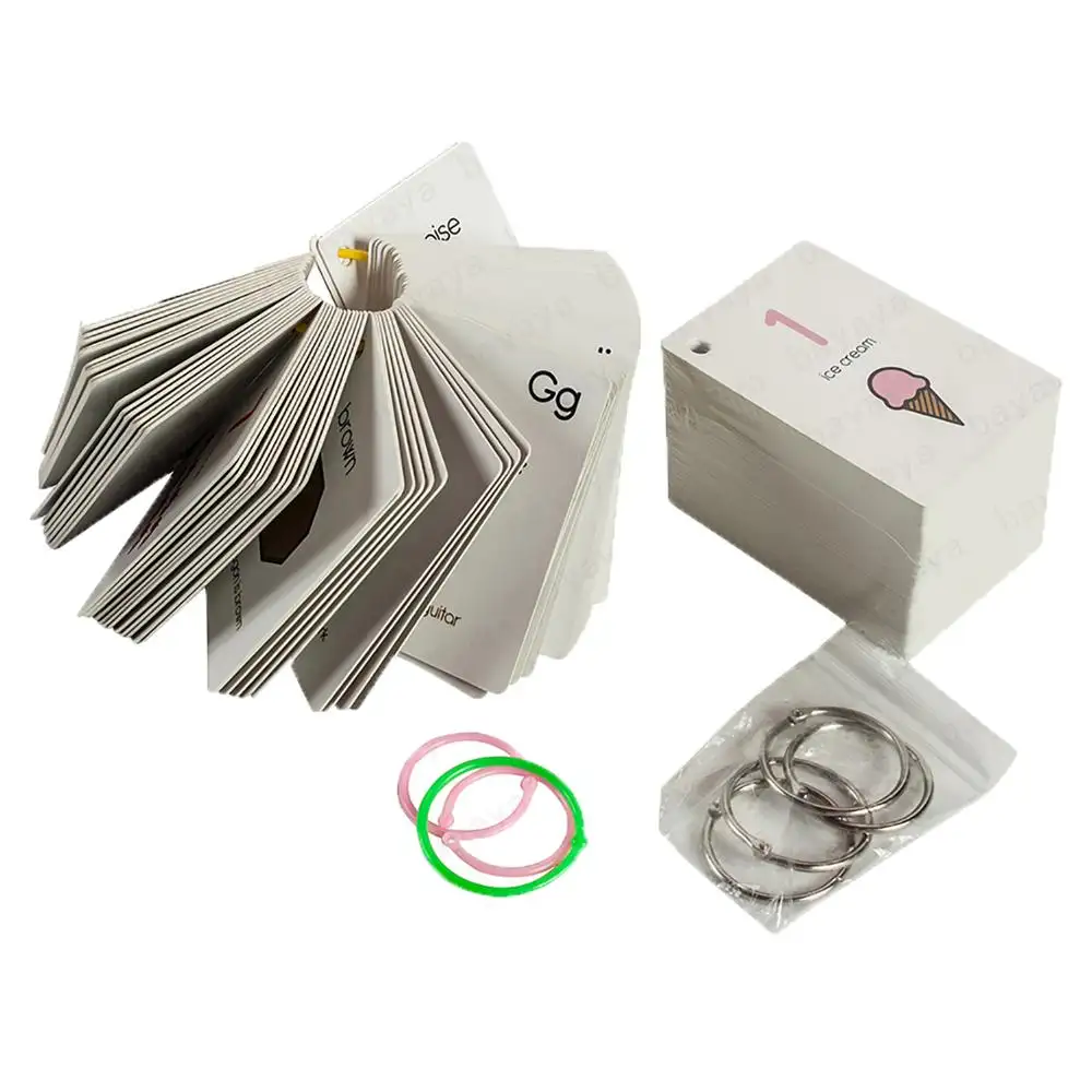 Diseño de impresión personalizado OEM y LOGOTIPO Tarjeta Flash de memoria educativa para niños con orificio y anillo de metal de plástico