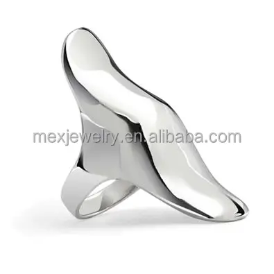 Серебряное короткое и длинное кольцо из полированной нержавеющей стали в современном стиле