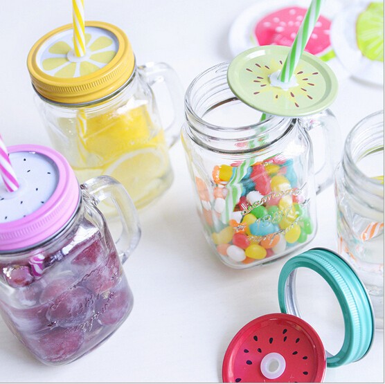 Haonai 16oz popular glass mason jar with lid and straw.