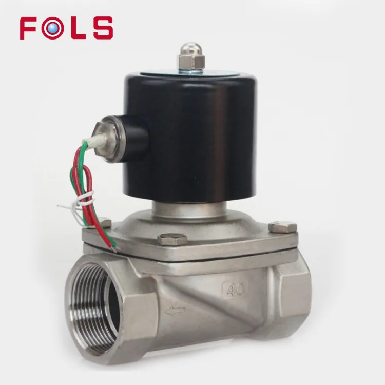 Válvula de bola solenoide de 2 vías para aceites y agua, DN40, 1,5 pulgadas, 2 w-400-40, acero inoxidable normalmente cerrado, AC220V DC12V DC24V