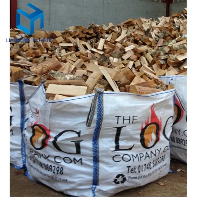 100% कुंवारी सामग्री जलाऊ लकड़ी उपयोग के थोक बैग के साथ यूवी इलाज किया पीपी सीमेंट रेत के लिए 1 टन जंबो बैग FIBC बैग पैकिंग निर्माता