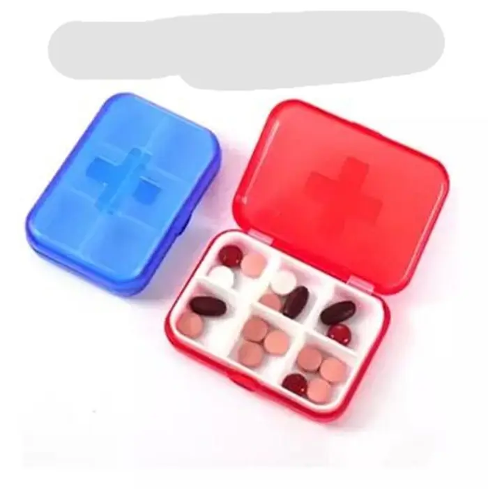 Caja de almacenamiento de píldoras de viaje, contenedor de plástico pequeño de 6 C