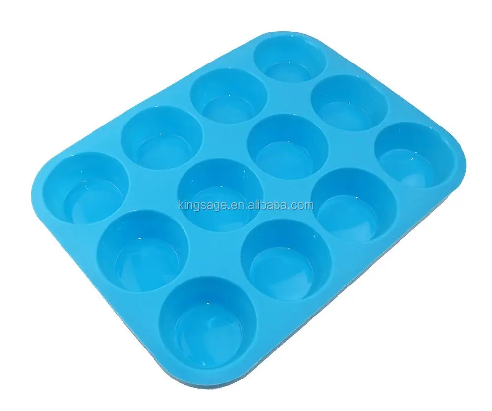 Moldes de silicona para cupcakes, utensilios antiadherentes para hornear magdalenas, para microondas y lavavajillas, 12 tazas