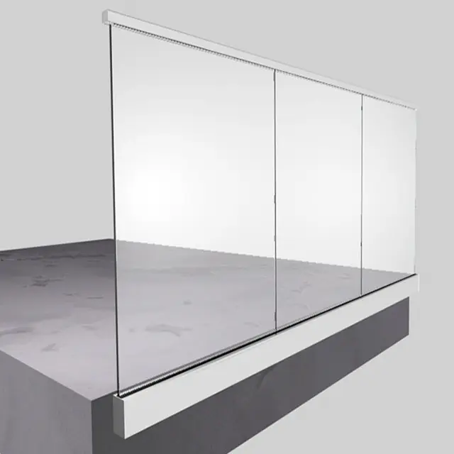 Barandilla de vidrio moderna para balcón, montaje de Fascia, barandillas de vidrio