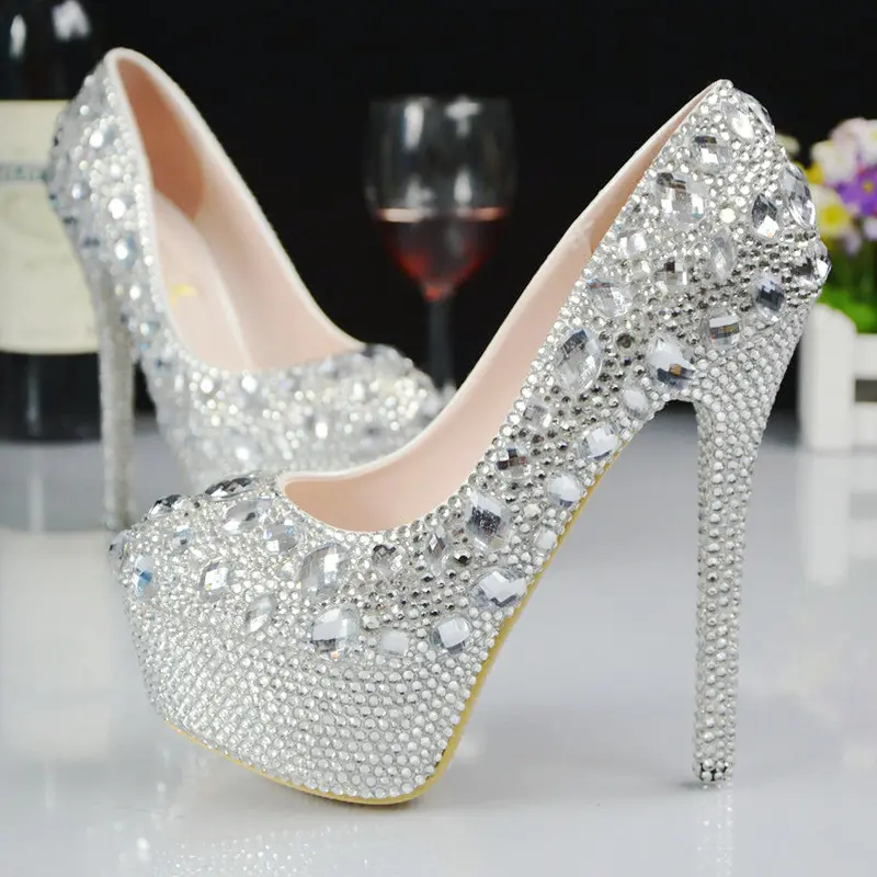 BS001 estate di alta qualità nuove scarpe da donna calde di moda sexy tacchi alti di diamanti scarpe da sposa da sposa con tacco a spillo impermeabili