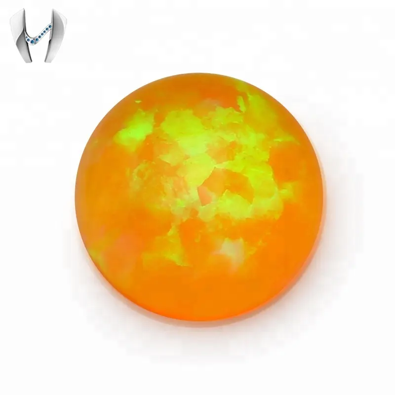 Cor laranja formato redondo contas opala, pedra preciosa preço na índia sintética opala jóias base em pedra tamanho jóias conjunto de calor jp