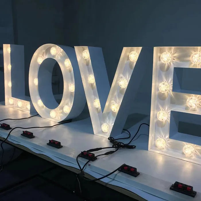 Letras de amor gigantes iluminadas por Led para exteriores, 4 pies, señal de marquesina grande