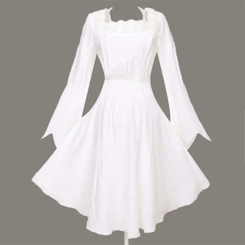 Chino fabricante de ropa proveedores larga diseños blanco vestido de encaje de las mujeres tops