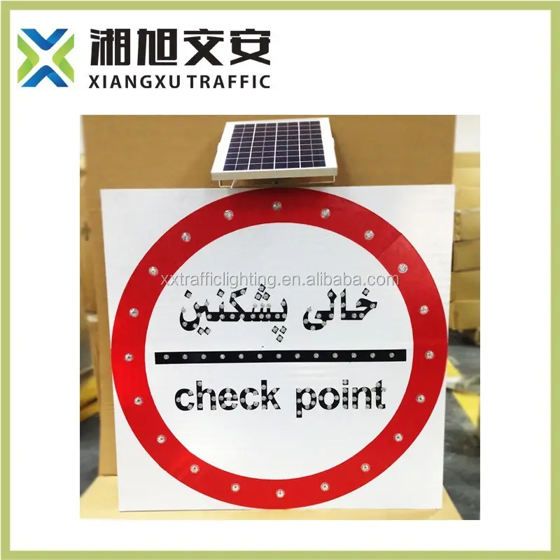 High quality solar powered aluminum road parking signs/traffic security flashing led stop signs
