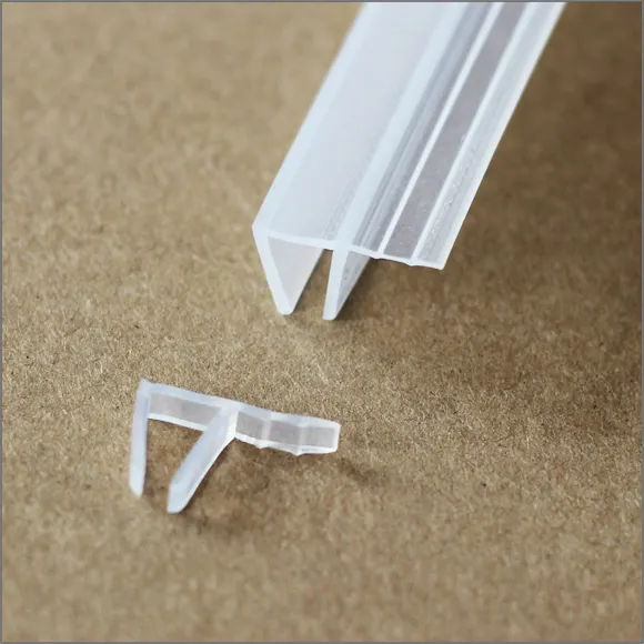 Borde de puerta de ducha de vidrio, tiras de sello impermeables de goma de silicona transparente de plástico PVC