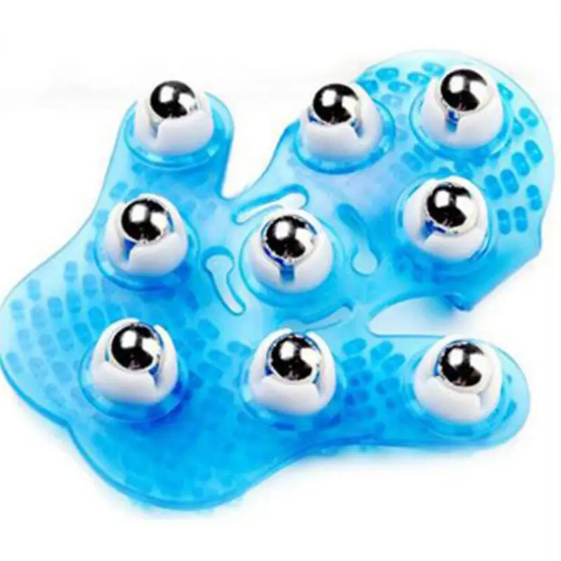 Hand Vormige Silicon Gel Body Massager met 9 Roterende Kralen Massage Handschoenen voor Bloedsomloop