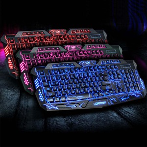 Accesorios electrónicos, teclado de juegos para ordenador de escritorio y portátil, alimentado por USB, tricolor, retroiluminado, completo, n-key