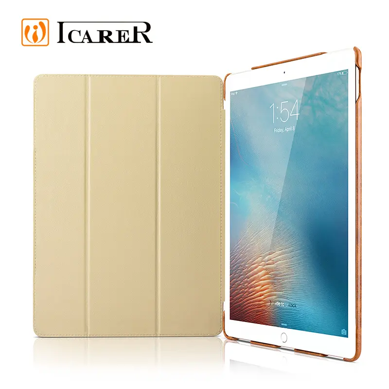 ICARER Kualitas Tinggi Minyak Lilin Vintage Asli Kulit Folio Case untuk iPad Pro 12.9 Inci 9.7 Inci