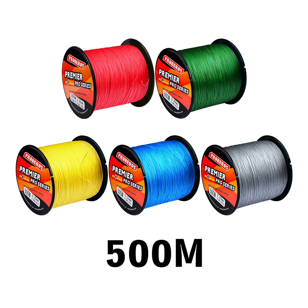 Proberos 4 fili 500M PE intrecciato linea forte Multiflament 100LB linea di pesca