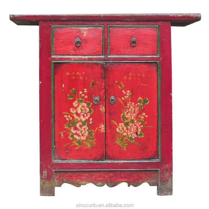 Antique Asian Design Home Furniture Antique Wood Painted Cabinet