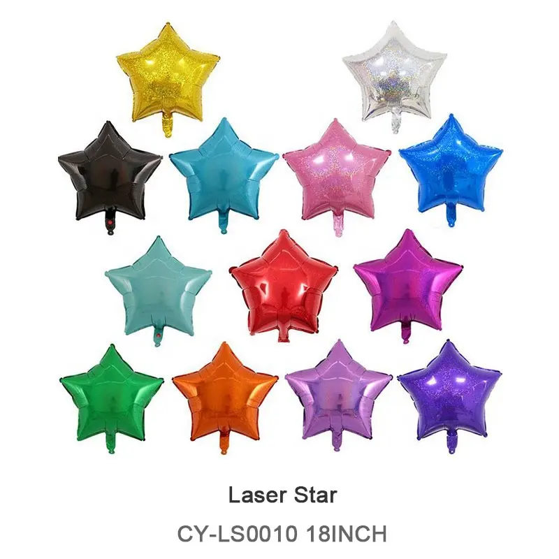 Produtos mais vendidos, balões de folha de estrela a laser de 18 polegadas para decoração de festas de aniversário/casamento, itens para festas de aniversário de 2024.