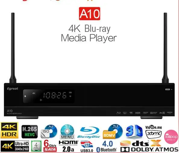 Asli Egreat A10 4K Hi3798CV200 UHD AC WIFI Gigabit LAN Media Player 2G/16G HDR10 Blu-ray 3D Atom-Atom DTS X VIDON