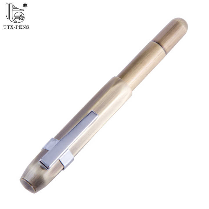 TTX Distressed Ancient Metal Vintage Bronze Barrel Luxury Fountain Pen for Gift