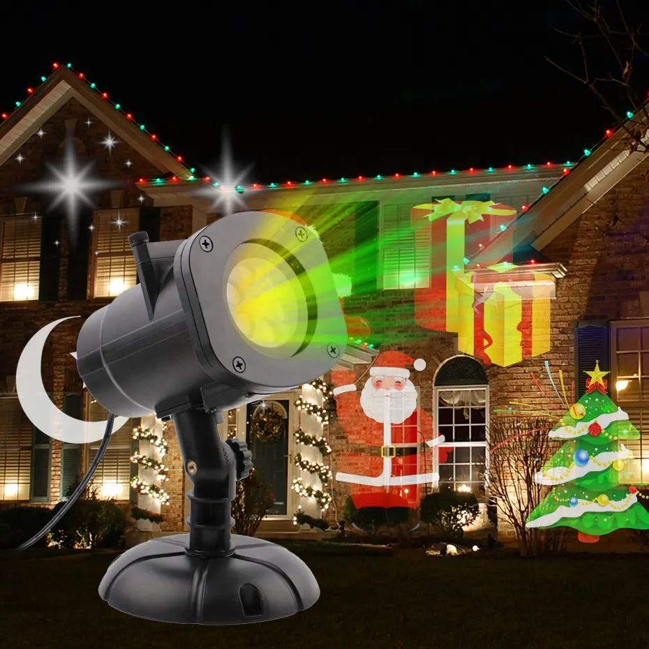 Nuevo 16 diapositiva RGB luces de Navidad proyector al aire libre