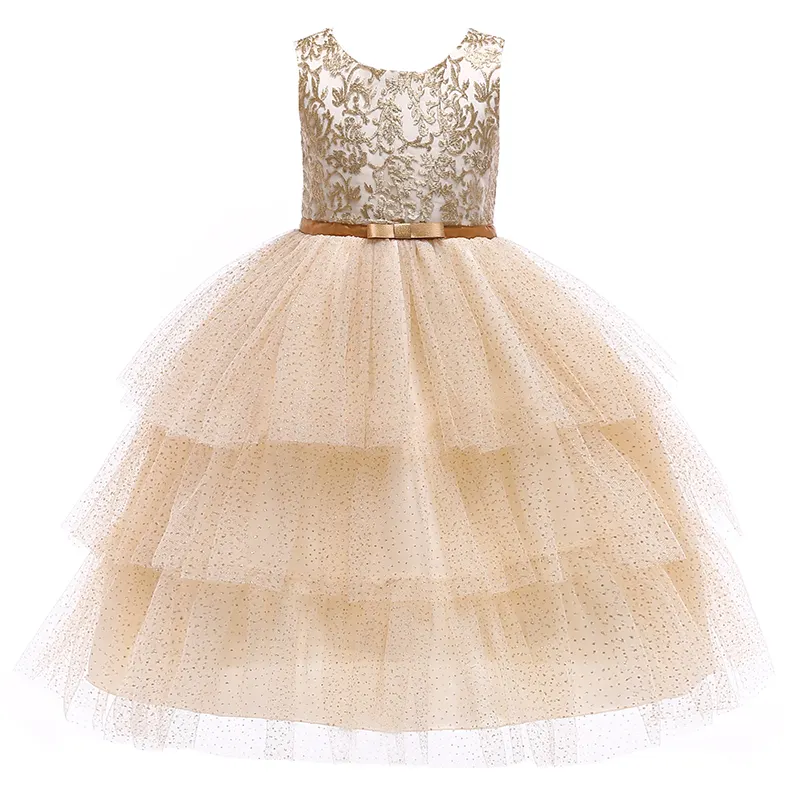 Mikatale RD0051 2019 diseño 8 años Niña princesa diseño niños Champagne oro blanco vestido de niño