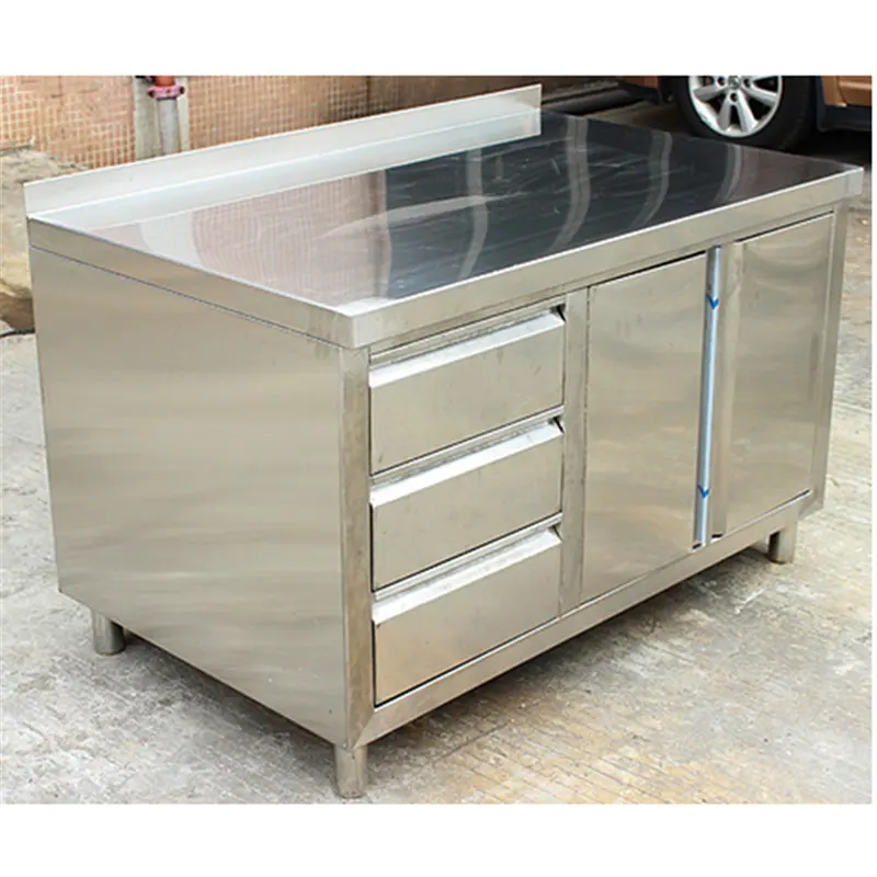 Armário de cozinha modular usado ao ar livre, aço inoxidável