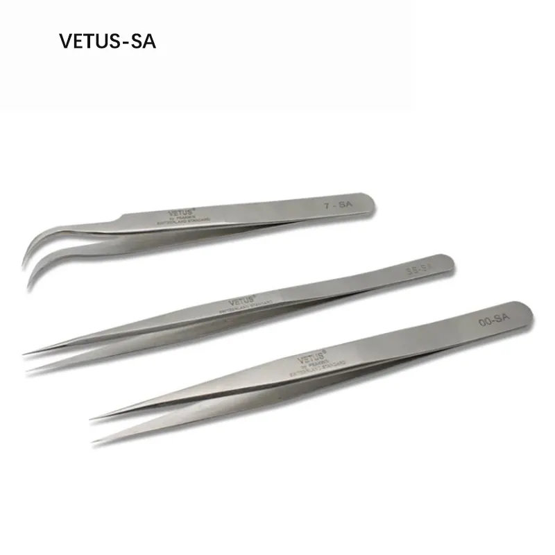 بالجملة احترافية الفضة صلب مقاوم للصدأ أدوات رموش vetus 6a-sa ملاقط لامتدادات الرموش