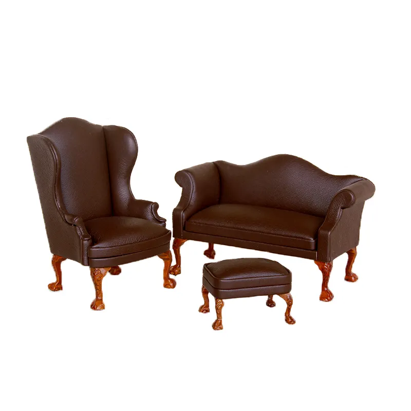 Iland miniature Casa di Bambola Mini Cioccolato Artificiale divano set/3 Living Room Furniture Divano JL0211