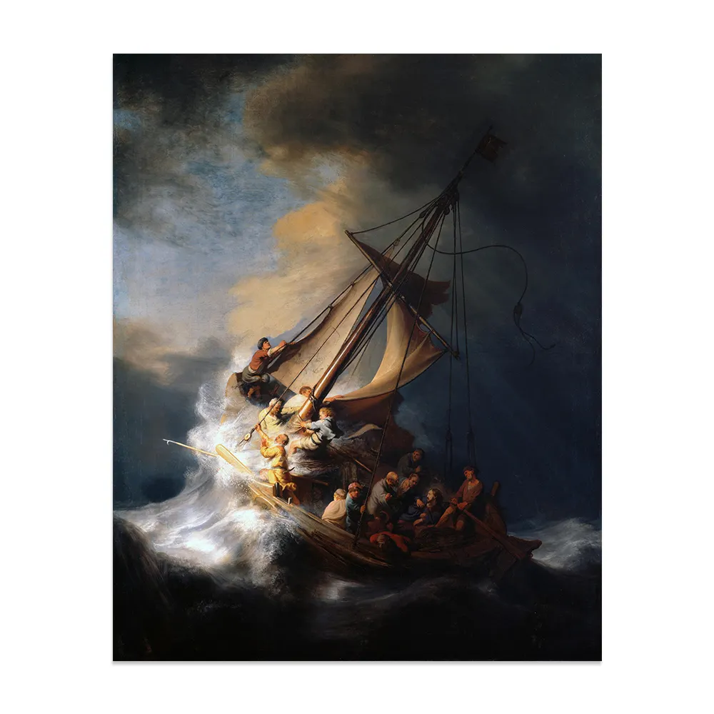 Репродукция с изображением Христа шторма, моря, Галилеи, Рембрандт, хаарменсзун, Ван риджей, известные классические художественные картины с рамкой